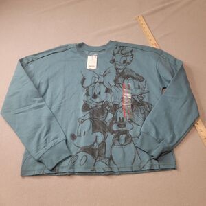Disney Mickey & Friends Teal Blue Black Graphic Sweatshirt XS